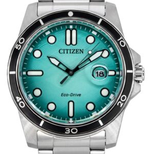 Citizen Marine Eco-Drive Stainless Steel Turquoise Dial AW1816-89L 100M Men's Watch