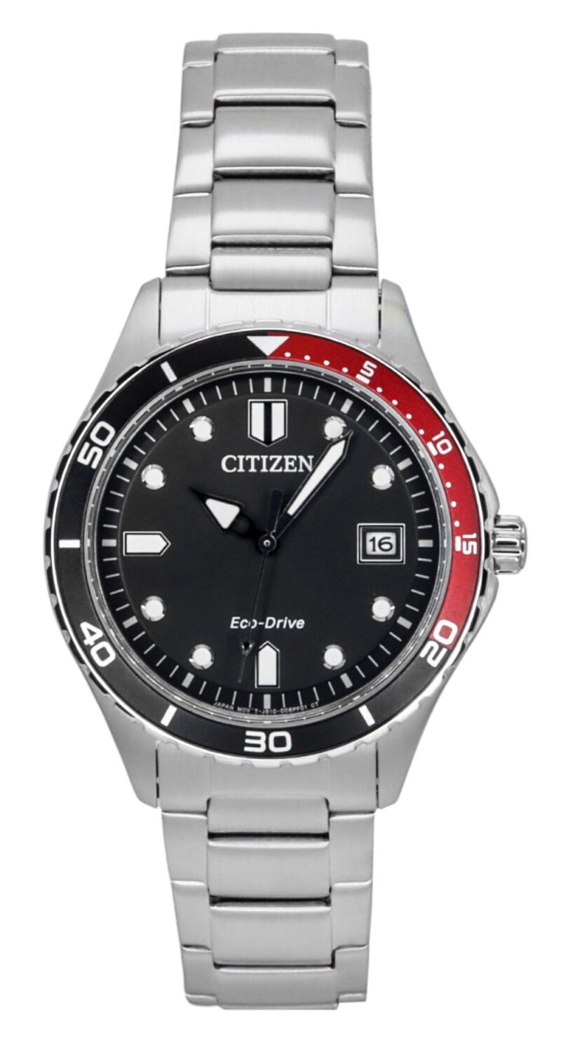 Citizen Eco-Drive Stainless Steel Black Dial AW1820-81E 100M Unisex Watch Citizen Eco-Drive Stainless Steel Black Dial AW1820-81E 100M Unisex Watch