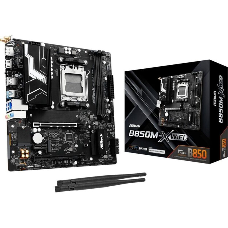 B850M-XWIFI-WR-01 ASRock B850M-X WiFi AM5 Micro ATX Motherboard (DDR5, PCIe 5.0, Wi-Fi 6E)