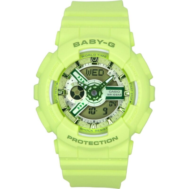 Casio Baby-G Analog Digital Green Resin Strap Green Dial Quartz BA-110YK-3A 100M Women's Watch