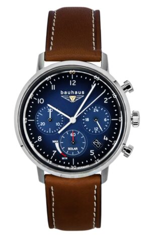 Bauhaus Chronograph Leather Strap Blue Dial Solar 20863 Women's Watch