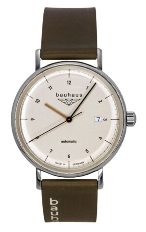 Bauhaus Leather Strap Beige Dial Automatic 21521 Men's Watch