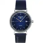 Bauhaus Leather Strap Dark Blue Dial Automatic 21523 Men's Watch