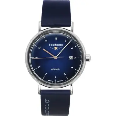 Bauhaus Leather Strap Dark Blue Dial Automatic 21523 Men's Watch