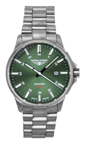 Bauhaus Aviation Titanium Dark Green Dial Automatic 2864M4 100M Men's Watch