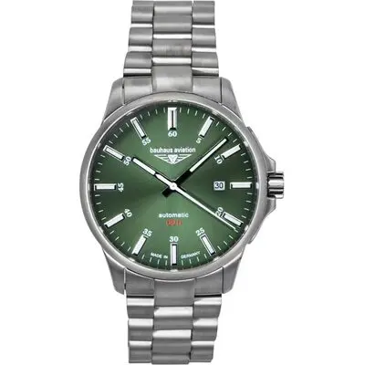 Bauhaus Aviation Titanium Dark Green Dial Automatic 2864M4 100M Men's Watch