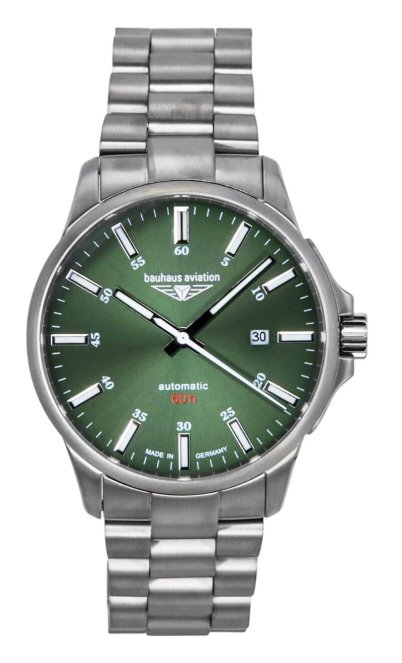 Bauhaus Aviation Titanium Dark Green Dial Automatic 2864M4 100M Men's Watch