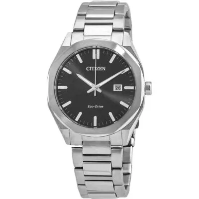 Citizen Eco-Drive Stainless Steel Black Dial BM7600-81E 100M Men's Watch