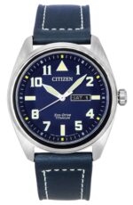 Citizen Eco-Drive Super Titanium Blue Leather Strap Blue Dial BM8560-45L 100M Men's Watch