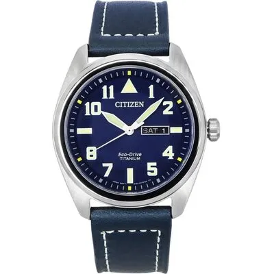 Citizen Eco-Drive Super Titanium Blue Leather Strap Blue Dial BM8560-45L 100M Men's Watch