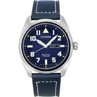 Citizen Eco-drive Super Titanium Blue Leather Strap Blue Dial Bm8560-45l 100m Men's Watch