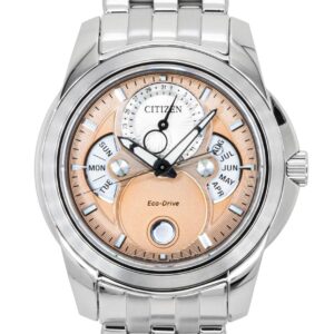 Citizen Calendrier Moon Phase Stainless Steel Salmon Dial Eco-Drive BU0080-52X 100M Men's Watch
