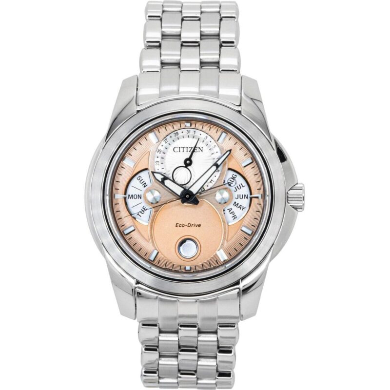 Citizen Calendrier Moon Phase Stainless Steel Salmon Dial Eco-Drive BU0080-52X 100M Men's Watch Citizen Calendrier Moon Phase Stainless Steel Salmon Dial Eco-Drive BU0080-52X 100M Men's Watch