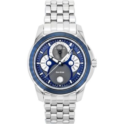 Citizen Calendrier Moon Phase Stainless Steel Blue Dial Eco-Drive BU0088-51H 100M Men's Watch