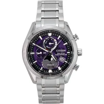 Citizen Tsuki-yomi A-T Moon Phase Titanium Purple Dial Eco-Drive BY1010-81Z 100M Men's Watch