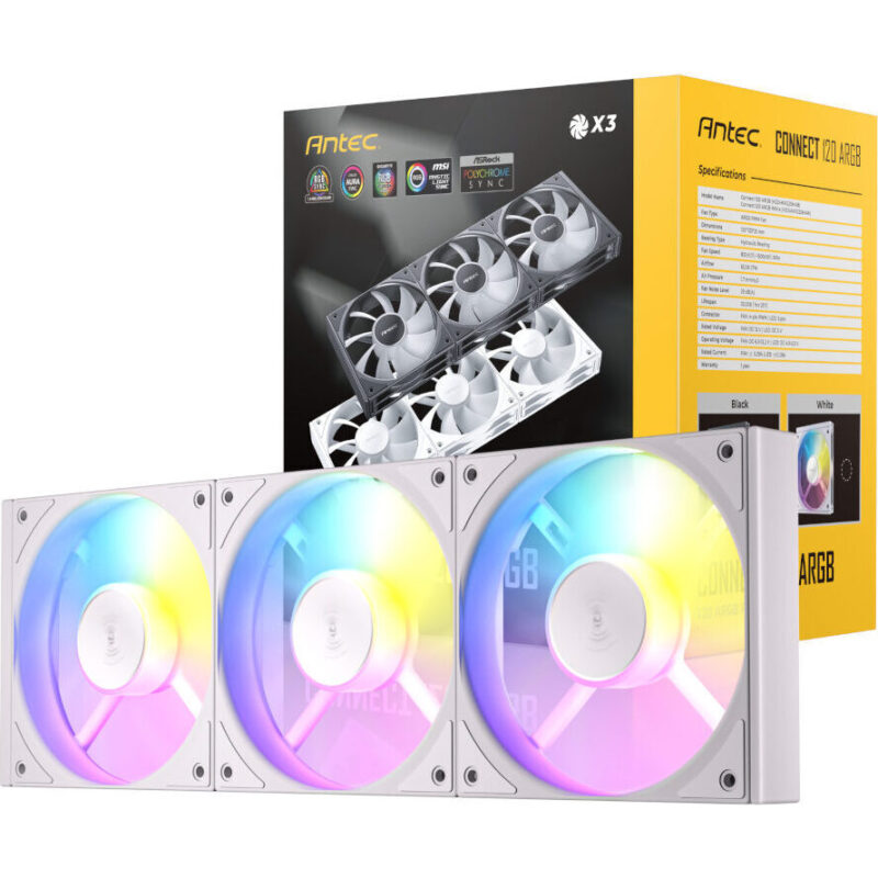 Antec Connect 120 ARGB PWM Fan 3 Pack - White