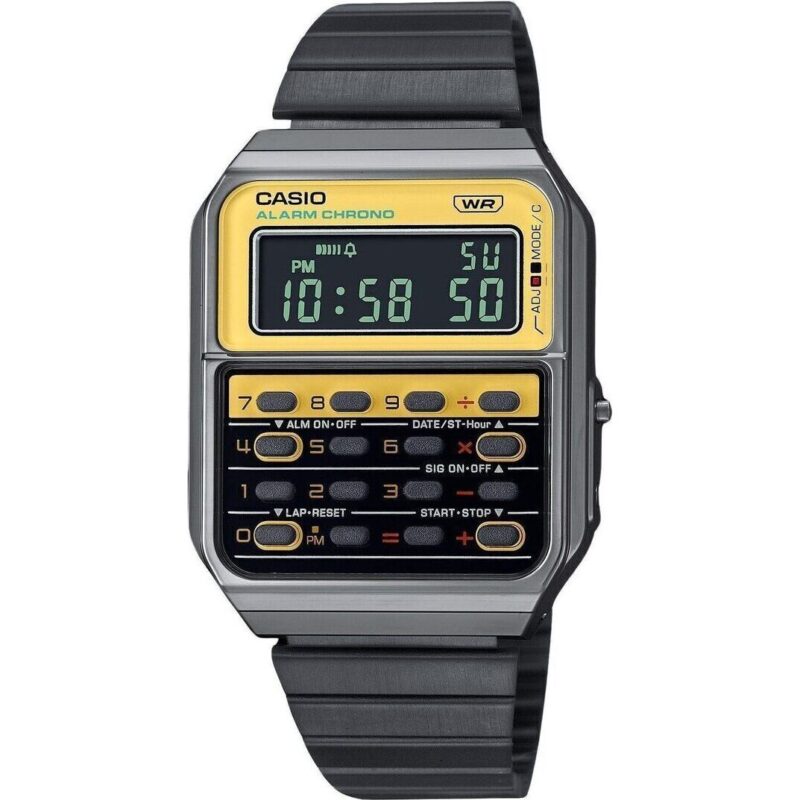 Casio Vintage Heritage Colors Digital Stainless Steel Quartz CA-500WEGG-9B Unisex Calculator Watch Casio Vintage Heritage Colors Digital Stainless Steel Quartz CA-500WEGG-9B Unisex Calculator Watch