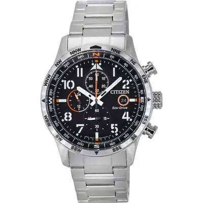 Citizen Eco-Drive Chronograph Stainless Steel Black Dial CA0790-83E 100M Men's Watch