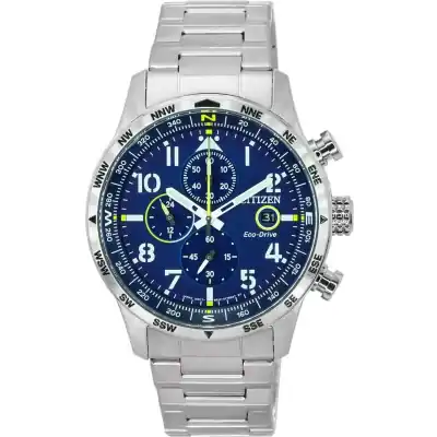 Citizen Pilot Stainless Steel Blue Dial Chronograph Eco-Drive CA0790-83L 100M Men's Watch