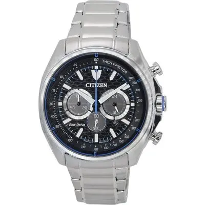 Citizen Eco-Drive Chronograph Stainless Steel Black Dial CA4560-81E 100M Men's Watch