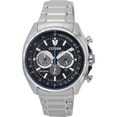 Citizen Eco-Drive Chronograph Stainless Steel Black Dial CA4560-81E 100M Men's Watch