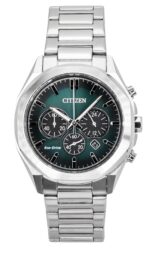 Citizen Eco-Drive Chronograph Stainless Steel Green Dial CA4590-81X 100M Men's Watch