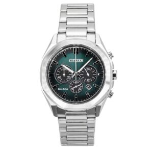 Citizen Eco-Drive Chronograph Stainless Steel Green Dial CA4590-81X 100M Men's Watch