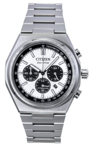 Citizen Zenshin Chronograph Super Titanium Silver Dial Eco-Drive CA4610-85A 100M Men's Watch
