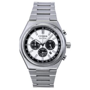 Citizen Zenshin Chronograph Super Titanium Silver Dial Eco-Drive CA4610-85A 100M Men's Watch