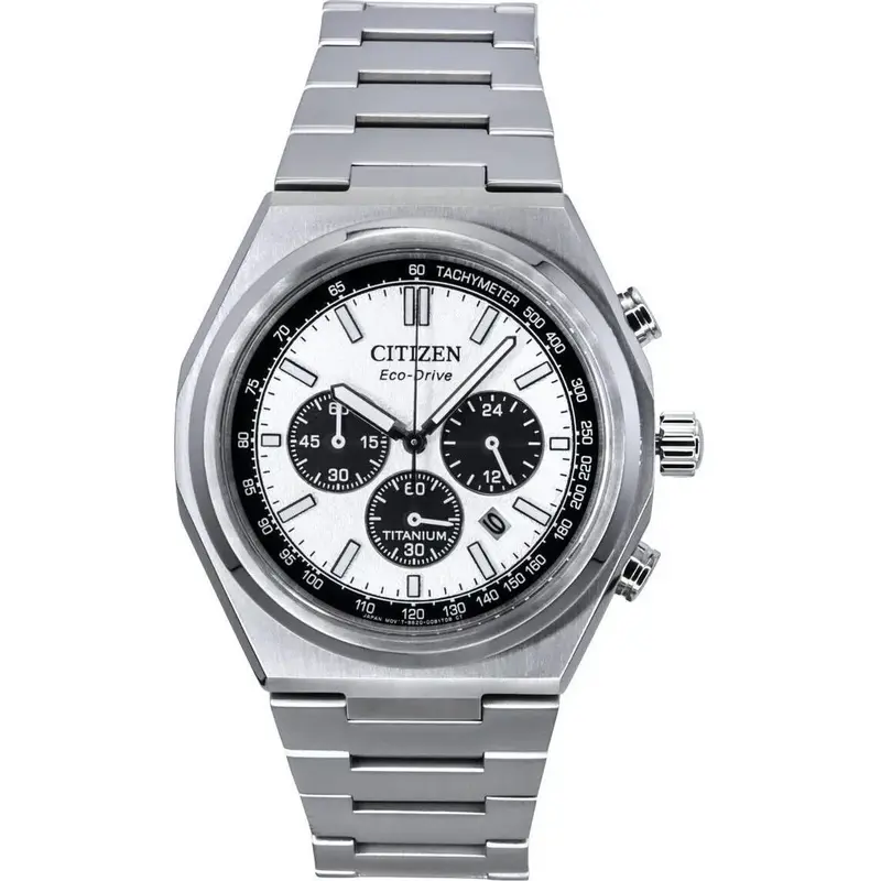 Citizen Zenshin Chronograph Super Titanium Silver Dial Eco-Drive CA4610-85A 100M Men's Watch