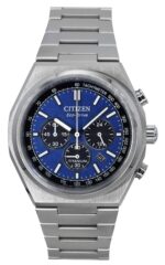 Citizen Zenshin Chronograph Super Titanium Blue Dial Eco-Drive CA4610-85L 100M Men's Watch