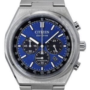 Citizen Zenshin Chronograph Super Titanium Blue Dial Eco-Drive CA4610-85L 100M Men's Watch
