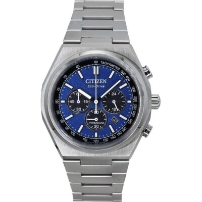 Citizen Zenshin Chronograph Super Titanium Blue Dial Eco-drive Ca4610-85l 100m Men's Watch