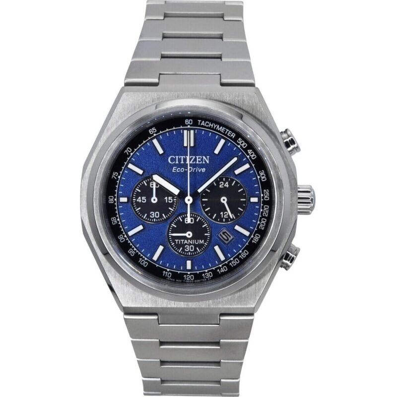Citizen Zenshin Chronograph Super Titanium Blue Dial Eco-drive Ca4610-85l 100m Men's Watch