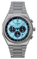 Citizen Zenshin Chronograph Super Titanium Ice Blue Dial Eco-Drive CA4610-85M 100M Men's Watch