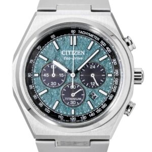 Citizen Zenshin Super Titanium Chronograph Green Dial Eco-Drive CA4610-85X 100M Men's Watch