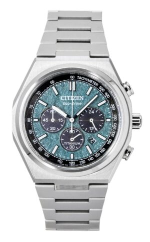 Citizen Zenshin Super Titanium Chronograph Green Dial Eco-Drive CA4610-85X 100M Men's Watch