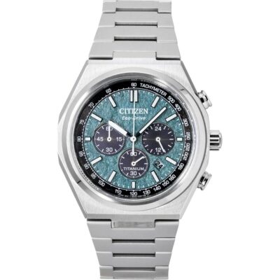 Citizen Zenshin Super Titanium Chronograph Green Dial Eco-Drive CA4610-85X 100M Men's Watch