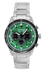 Citizen Eco-Drive Chronograph Stainless Steel Green Dial CA4624-56X 100M Men's Watch