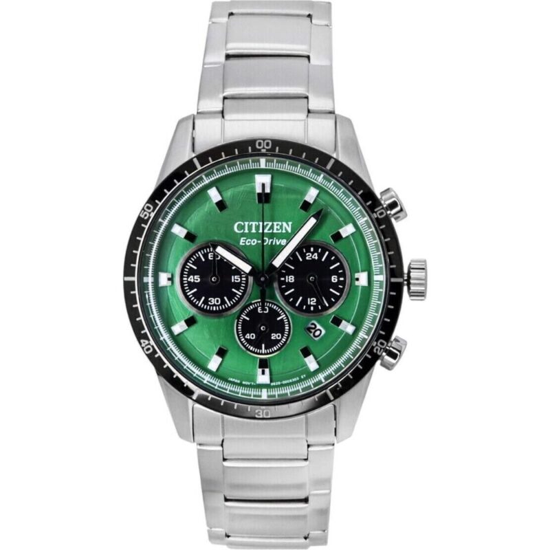 Citizen Eco-Drive Chronograph Stainless Steel Green Dial CA4624-56X 100M Men's Watch
