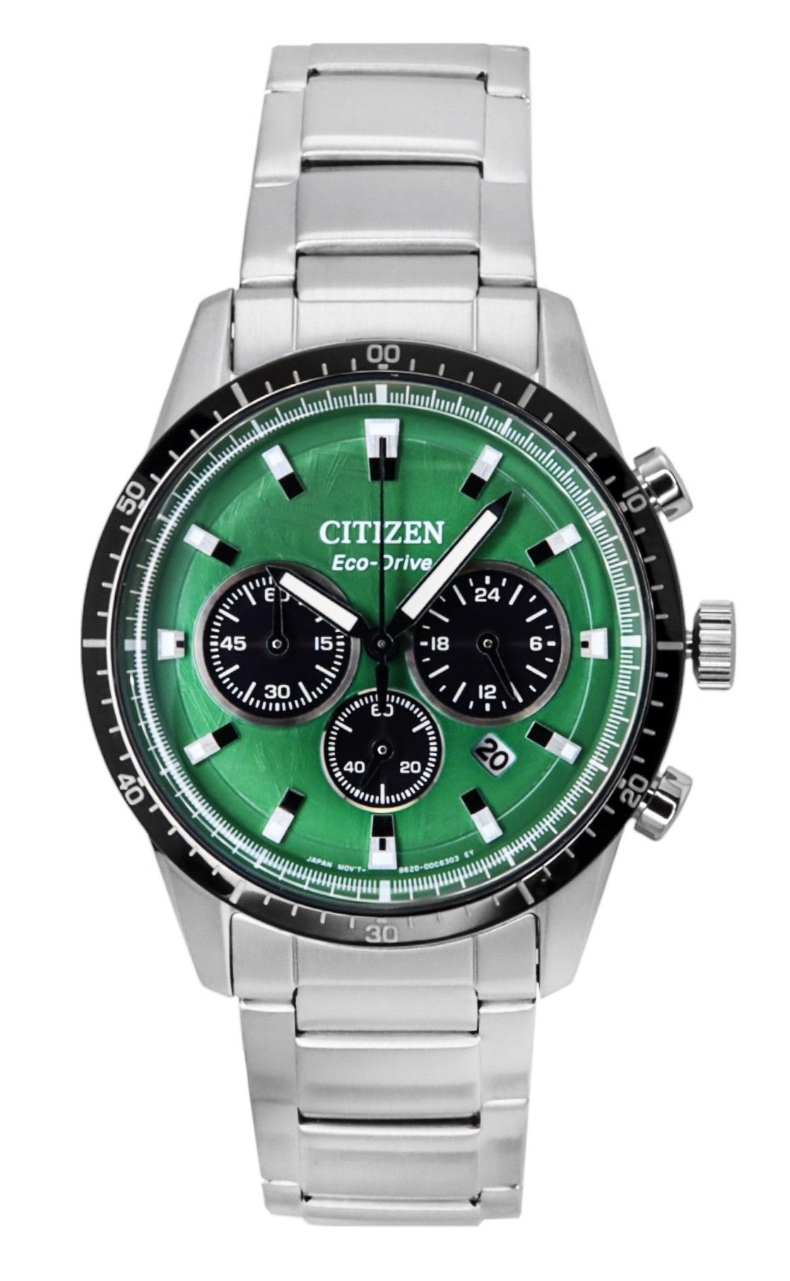Citizen Eco-Drive Chronograph Stainless Steel Green Dial CA4624-56X 100M Men's Watch