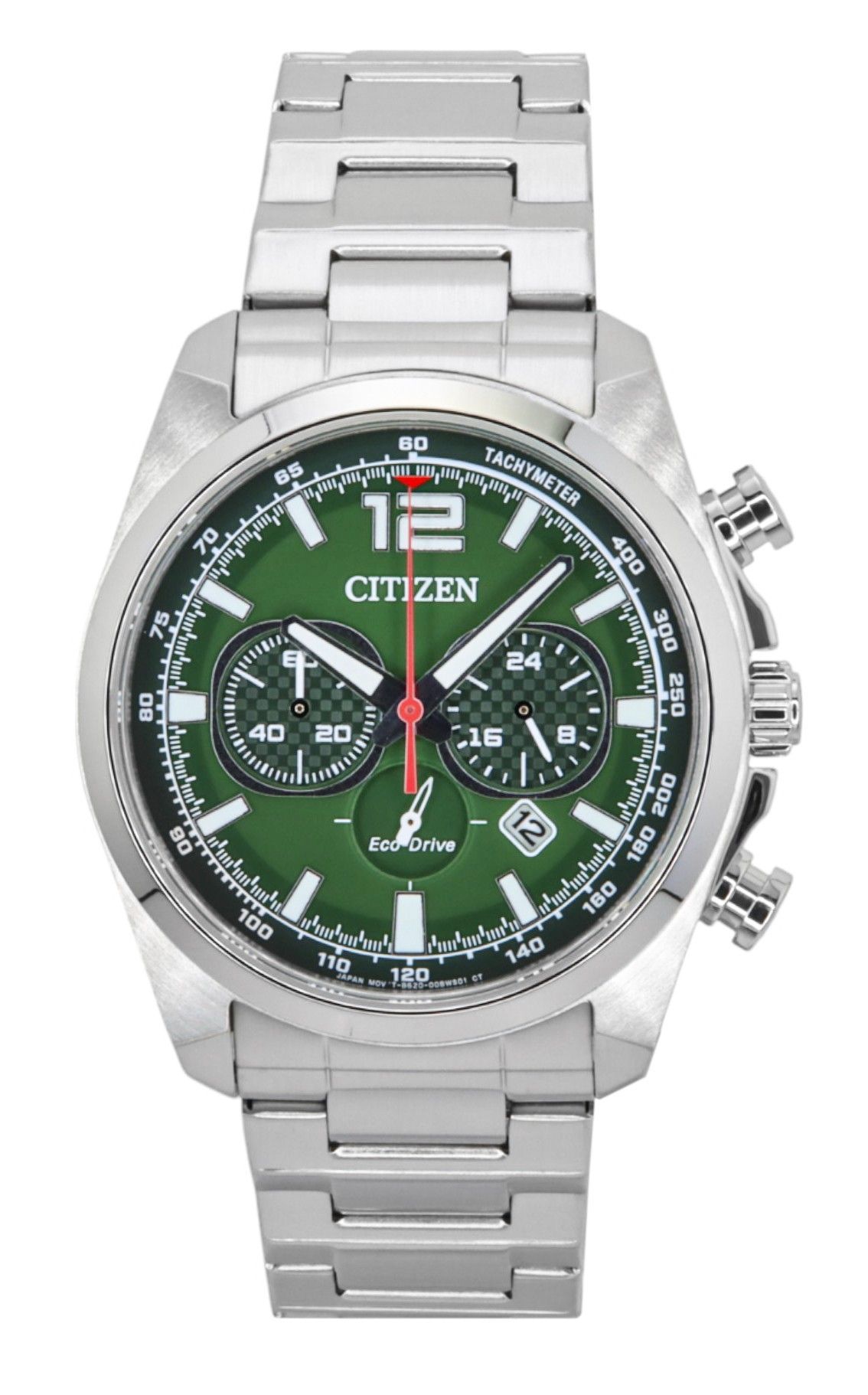 Citizen Eco-Drive Chronograph Stainless Steel Green Dial CA4640-50X 100M Men's Watch