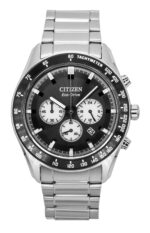 Citizen Eco-Drive Chronograph Stainless Steel Black Dial CA4674-58E 100M Men's Watch