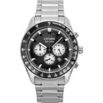 Citizen Eco-Drive Chronograph Stainless Steel Black Dial CA4674-58E 100M Men's Watch