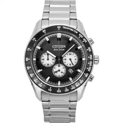 Citizen Eco-Drive Chronograph Stainless Steel Black Dial CA4674-58E 100M Men's Watch