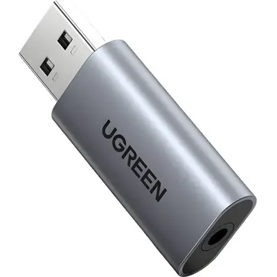 UGREEN CM383-80864 USB-A to 3.5mm Audio Jack External Sound Adapter - Silver