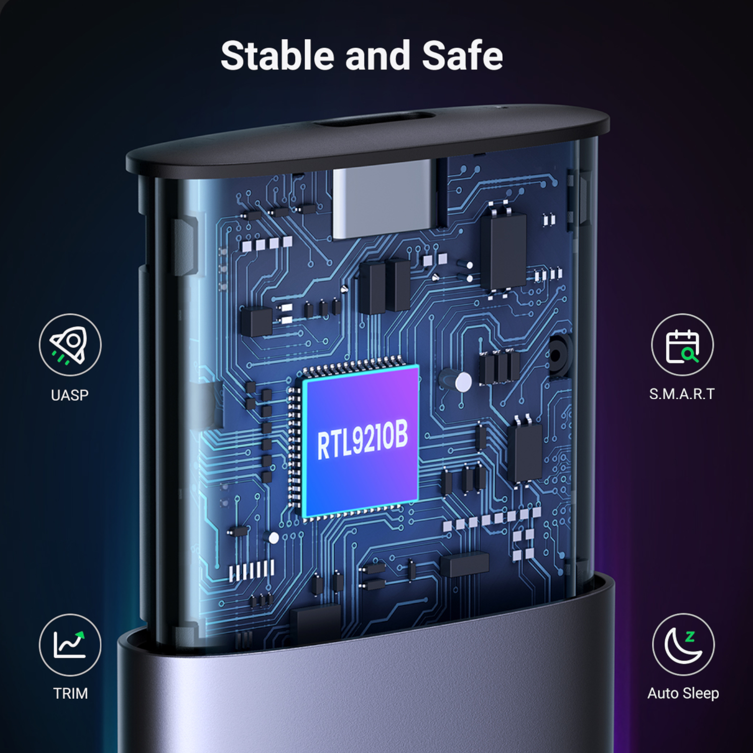 UGREEN CM400-90264 M.2 NVME/SATA SSD Enclosure (10Gbps) - Silver 5 UGREEN CM400-90264 M.2 NVME/SATA SSD Enclosure (10Gbps) - Silver - Image 5