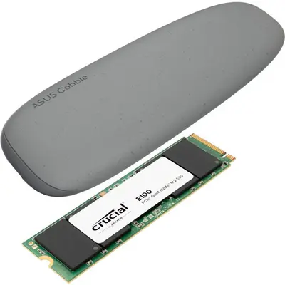 Asus Cobble M.2 SSD Type-C Enclosure and Crucial E100 2TB NVMe Bundle - Grey