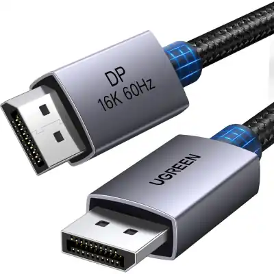 UGreen DP131 DisplayPort 2.1 Braided Cable 1M ( 80Gbps | 16K | 60Hz ) - Black/Grey