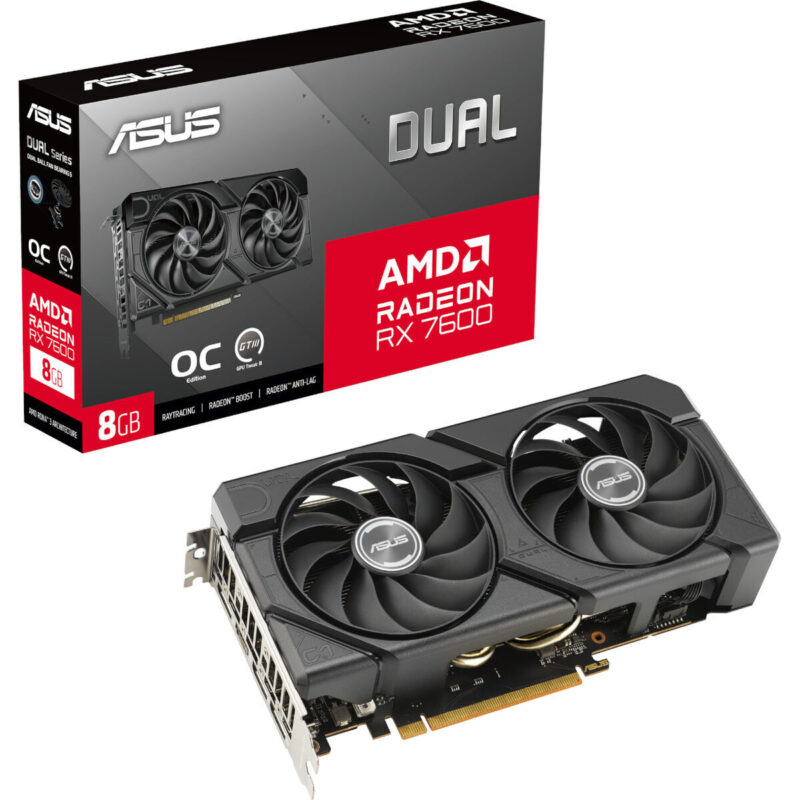 ASUS Dual Radeon RX 7600 EVO OC Edition 8GB GDDR6 Graphics Card (DUAL-RX7600-O8G-EVO)
